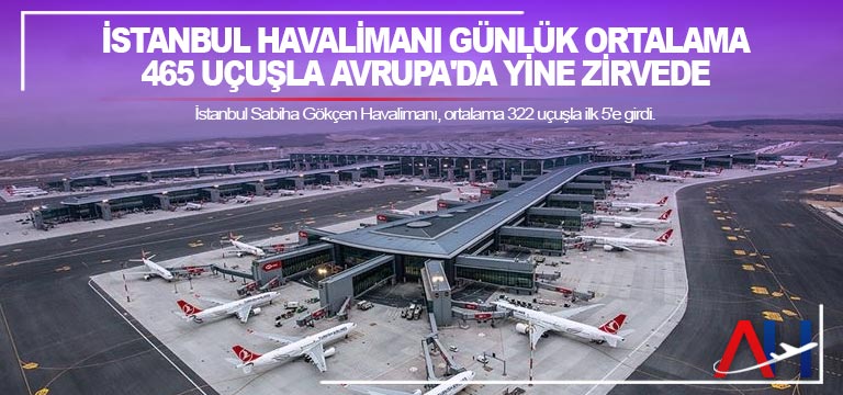 İstanbul Havalimanı günlük ortalama 465 uçuşla Avrupa’da yine zirvede