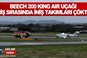 Beech-200-King-Air-uçağı-iniş-sırasında-iniş-takımları-çöktü