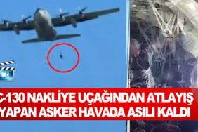 C-130-nakliye-uçağından-atlayış-yapan-asker-havada-asılı-kaldı