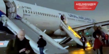 Ural Havayolları Uçağında Batarya Patladı. Yolcular slide ile tahliye edildi