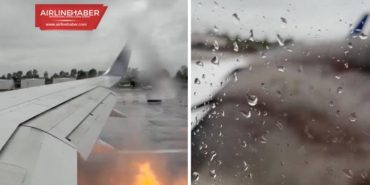 Delta Airlines uçağında korku dolu anlar. Kalkış sırasında motoru alev aldı