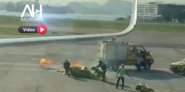 Park halinde bulunan uçağın üzerine balon düştü