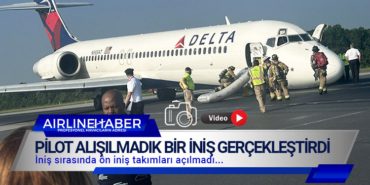 Pilot alışılmadık bir iniş gerçekleştirdi. Ön iniş takımları açılmadı