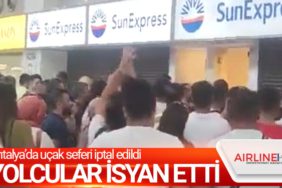 Antalya’da uçak seferi iptal edildi, Yolcular Sunexpress’i protesto etti