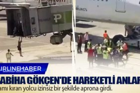 Sabiha Gökçen'de hareketli anlar: Camı kıran yolcu izinsiz bir şekilde aprona girdi.