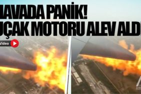 Havada panik! Uçak motoru alev aldı