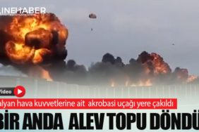 İtalyan hava kuvvetlerine ait akrobasi uçağı yere çakıldı. Bir anda  alev topu döndü