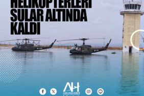 Yunan Ordusunun helikopterleri sular altında kaldı