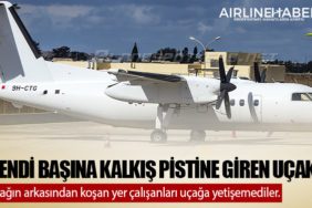 Kendi başına kalkış pistine giren uçak