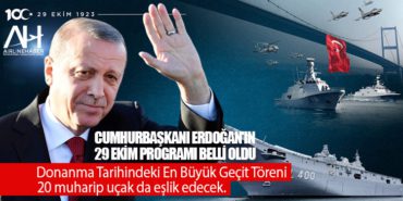 Cumhurbaşkanı Erdoğan'ın 29 Ekim programı belli oldu. Donanma Tarihindeki En Büyük Geçit Töreni. 20 muharip uçak da eşlik edecek. 9 Haberler İSG Cumhurbaşkanı Erdoğan’ın 29 Ekim programı belli oldu. Donanma Tarihindeki En Büyük Geçit Töreni. 20 muharip uçak da eşlik edecek.