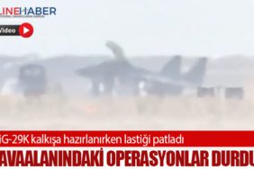MiG-29K kalkışa hazırlanırken lastiği patladı. Havaalanındaki operasyonlar durdu