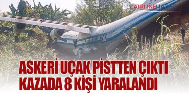 Askeri uçak pistten çıktı. Kazada 8 kişi yaralandı