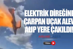 Elektrik direğine çarpan uçak alev alıp yere çakıldı!