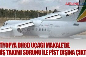 Etiyopya DH8D uçağı Makale’de, iniş takımı sorunu ile pist dışına çıktı
