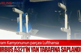 İkram Kamyonunun parçası Lufthansa Airbus A321'in Yan Tarafına saplandı