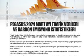 Pegasus Havayolları 2024 Mart Ayı Trafik Verileri ve Karbon Emisyonu İstatistikleri