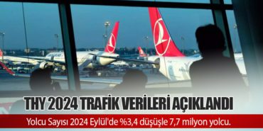 Türk Hava Yolları 2024 Trafik Verileri Açıklandı : Yolcu Sayısı 2024 Eylül’de %3,4 düşüşle 7,7 milyon yolcu.