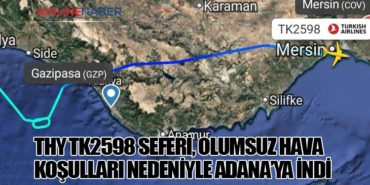 Türk Hava Yolları TK2598 Seferi, Olumsuz Hava Koşulları Nedeniyle Adana’ya İndi