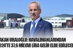 Bakan Uraloğlu: Havalimanlarından 2024’te 37,6 Milyar Lira Gelir Elde Edilecek