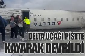 Delta Uçağı Pistte Kayarak Devrildi