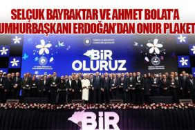 Selçuk Bayraktar ve Ahmet Bolat’a Cumhurbaşkanı Erdoğan’dan Onur Plaketi