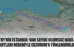 THY’nin İstanbul-Van Seferi Olumsuz Hava Şartları Nedeniyle Erzurum’a Yönlendirildi