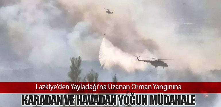Lazkiye'den Yayladağı'na Uzanan Orman Yangınına Karadan ve Havadan Yoğun Müdahale