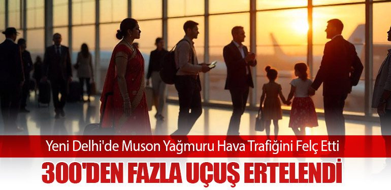 Yeni Delhi'de Muson Yağmuru Hava Trafiğini Felç Etti: 300'den Fazla Uçuş Ertelendi