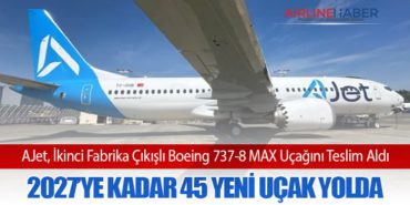 AJet, İkinci Fabrika Çıkışlı Boeing 737-8 MAX Uçağını Teslim Aldı – 2027’ye Kadar 45 Yeni Uçak Yolda 9 Haberler Boeing AJet, İkinci Fabrika Çıkışlı Boeing 737-8 MAX Uçağını Teslim Aldı – 2027’ye Kadar 45 Yeni Uçak Yolda