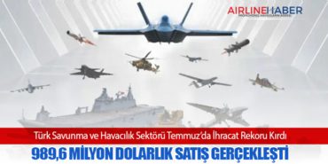 Türk Savunma ve Havacılık Sektörü Temmuz’da İhracat Rekoru Kırdı: 989,6 Milyon Dolarlık Satış Gerçekleşti 5 Haberler Uçak Türk Savunma ve Havacılık Sektörü Temmuz’da İhracat Rekoru Kırdı: 989,6 Milyon Dolarlık Satış Gerçekleşti