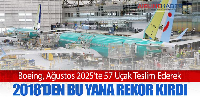 Boeing, Ağustos 2025’te 57 Uçak Teslim Ederek 2018’den Bu Yana Rekor Kırdı