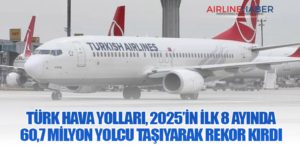 Türk Hava Yolları, 2025’in İlk 8 Ayında 60,7 Milyon Yolcu Taşıyarak Rekor Kırdı