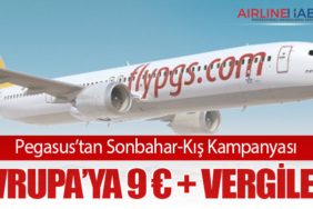 Pegasus’tan Sonbahar-Kış Kampanyası: Avrupa’ya 9 € + Vergiler!