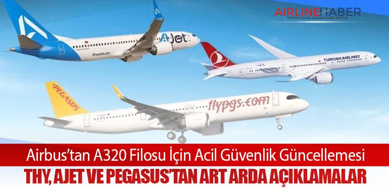 Airbus’tan A320 Filosu İçin Acil Güvenlik Güncellemesi: THY, AJet ve Pegasus’tan art arda açıklamalar