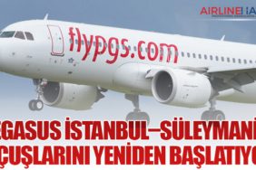 Pegasus İstanbul–Süleymaniye Uçuşlarını Yeniden Başlatıyor