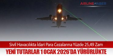 Sivil Havacılıkta İdari Para Cezalarına Yüzde 25,49 Zam: Yeni Tutarlar 1 Ocak 2026’da Yürürlükte