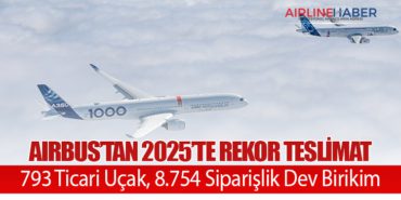 Airbus’tan 2025’te Rekor Teslimat: 793 Ticari Uçak, 8.754 Siparişlik Dev Birikim