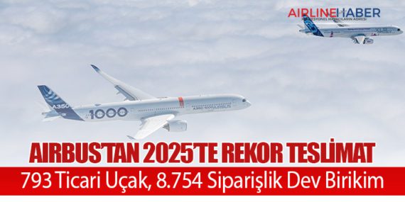 Airbus’tan 2025’te Rekor Teslimat: 793 Ticari Uçak, 8.754 Siparişlik Dev Birikim