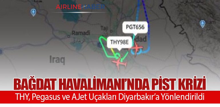Bağdat Havalimanı’nda Pist Krizi: THY, Pegasus ve AJet Uçakları Diyarbakır’a Yönlendirildi