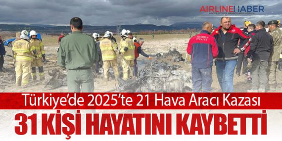 Türkiye’de 2025’te 21 Hava Aracı Kazası: 31 Kişi Hayatını Kaybetti