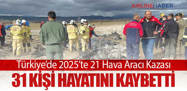 Türkiye’de 2025’te 21 Hava Aracı Kazası: 31 Kişi Hayatını Kaybetti