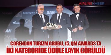 Corendon Turizm Grubu, 15. QM Awards’ta iki kategoride ödüle layık görüldü