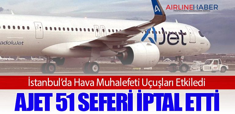 İstanbul’da Hava Muhalefeti Uçuşları Etkiledi : AJet 51 Seferi İptal Etti