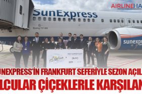 SunExpress’in Frankfurt seferiyle sezon açıldı, yolcular çiçeklerle karşılandı