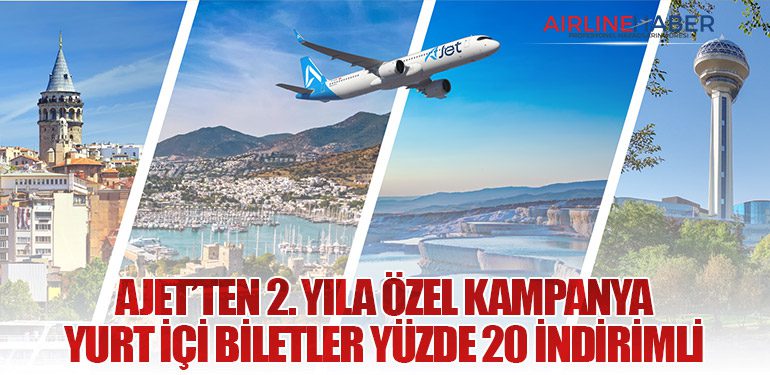 AJet’ten 2. Yıla Özel Kampanya Yurt İçi Biletler Yüzde 20 İndirimli