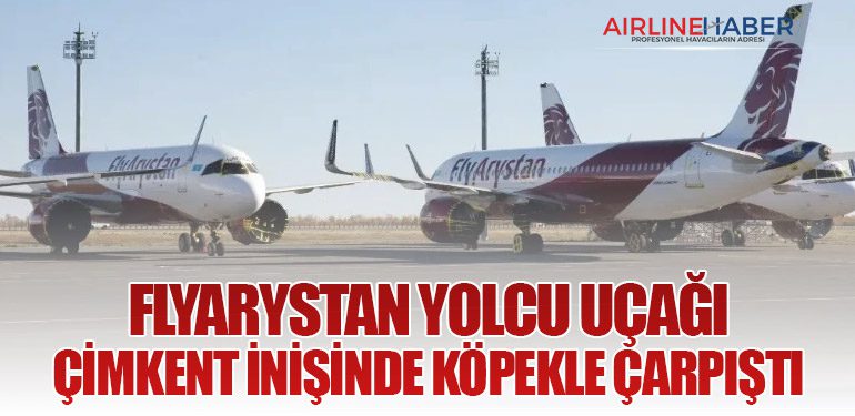 FlyArystan yolcu uçağı Çimkent inişinde köpekle çarpıştı