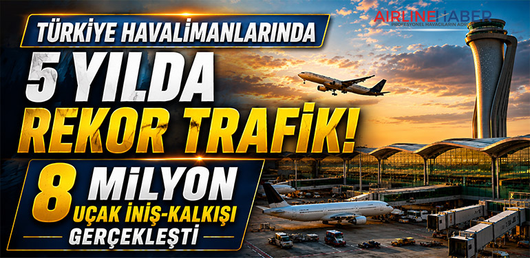 Türkiye Havalimanlarında 5 Yılda Rekor Trafik: 8 Milyon Uçak İniş-Kalkışı Gerçekleşti