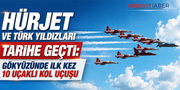 HÜRJET ve Türk Yıldızları Tarihe Geçti: Gökyüzünde İlk Kez 10 Uçaklı Kol Uçuşu