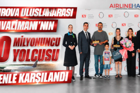 ÇUKUROVA ULUSLARARASI HAVALİMANI'NIN 10 MİLYONUNCU YOLCUSU TÖRENLE KARŞILANDI