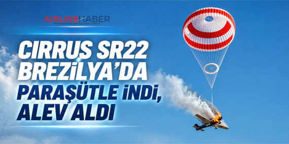 Cirrus SR22 Brezilya’da Paraşütle İndi, Alev Aldı